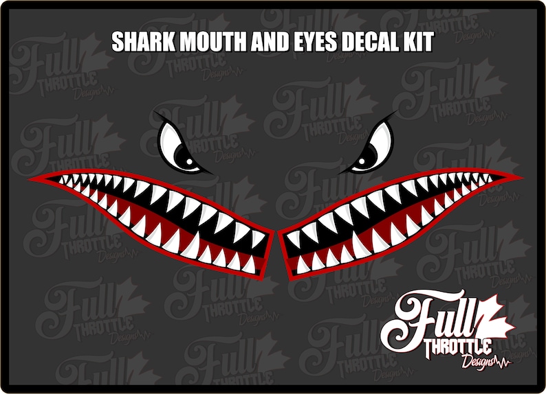 Shark Mouth and Eyes Decal Bundle, Car Enthusiast Decals, Custom Decals