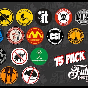 HARD HAT DECALS, hard hat stickers, funny stickers 15 pack