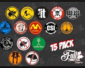 HARD HAT DECALS, hard hat stickers, funny stickers 15 pack
