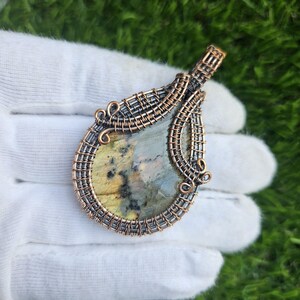 Spectrolite Labradorite Copper Pendant Handmade Pendant Wire Wrapped Necklace Jewelry Flashy Labradorite Pendant Copper Jewelry Gift For Him