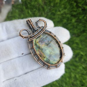 Labradorite Spectrolite Pendant Copper Pendant Multi Labradorite Pendant Wire Wrapped Necklace Copper Jewelry Gemstone Pendant Wedding Gift