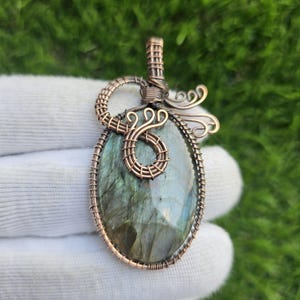 Natural Labradorite Pendant Copper Pendant Designer Pendant Wire Wrapped Necklace Labradorite Jewelry Copper Necklace Handmade Pendant Gift
