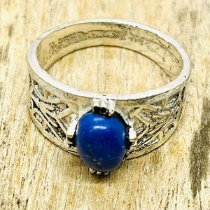Lapis Lazuli Ring, Natural Lapis Lazuli Gemstone Silver Ring, Blue Lapis Lazuli Statement Ring, Handmade Blue Lapis Jewelry For Women