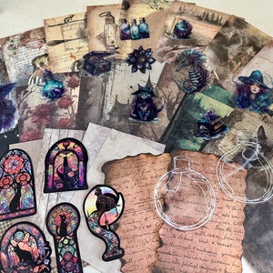 Pack d'éphémères mystérieux Witches pour le scrapbooking, la création de journaux indésirables, la création de journaux créatifs, la fabrication de cartes et plus encore !