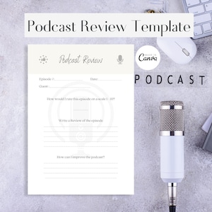Podcast Review Template Canva Custom Podcast Beige Aesthetic Template to Improve Podcast for Host Podcast Rate Episode Customizable Template