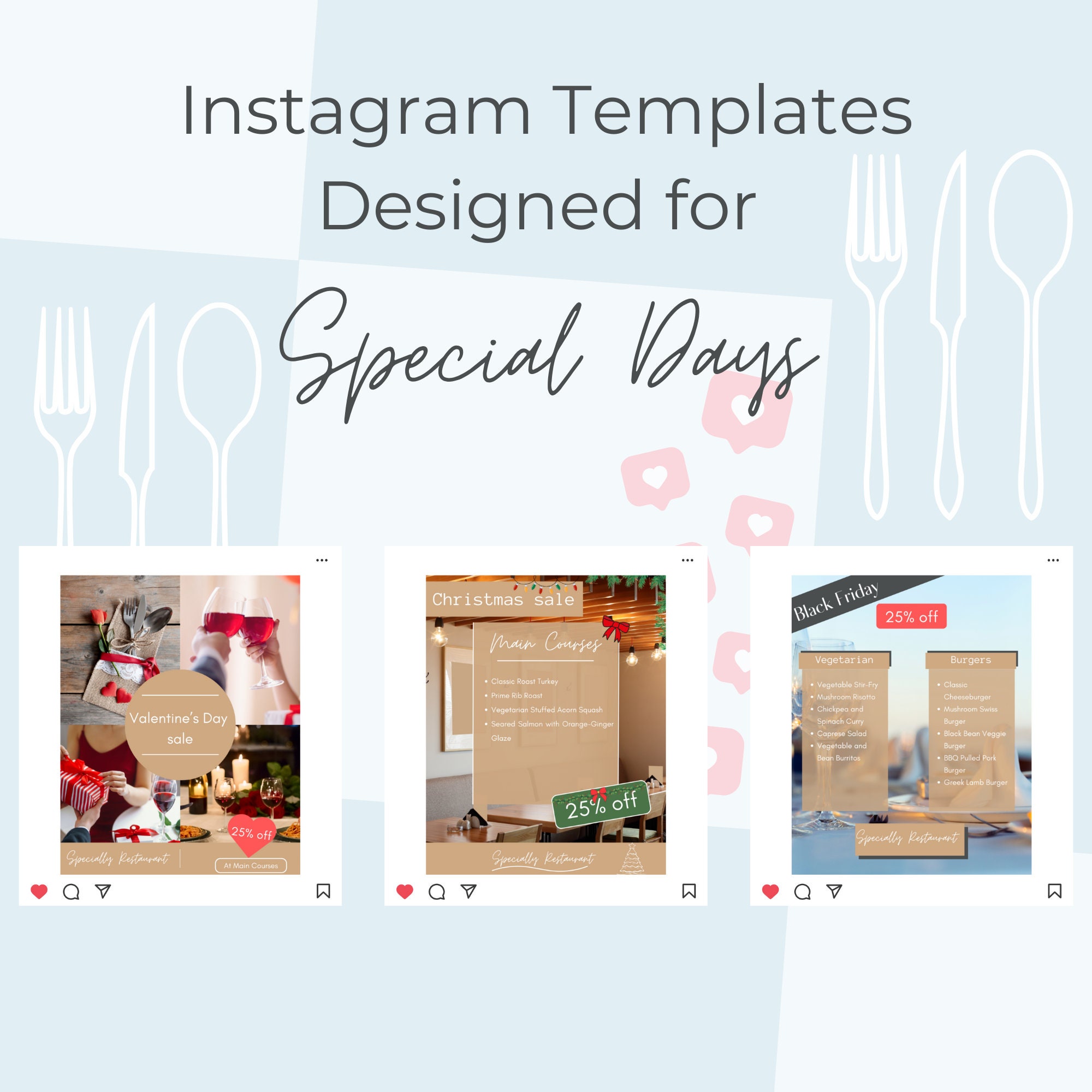 20 Instagram Templates for Restaurants 1080px*1350px (4:5) Instagram ...