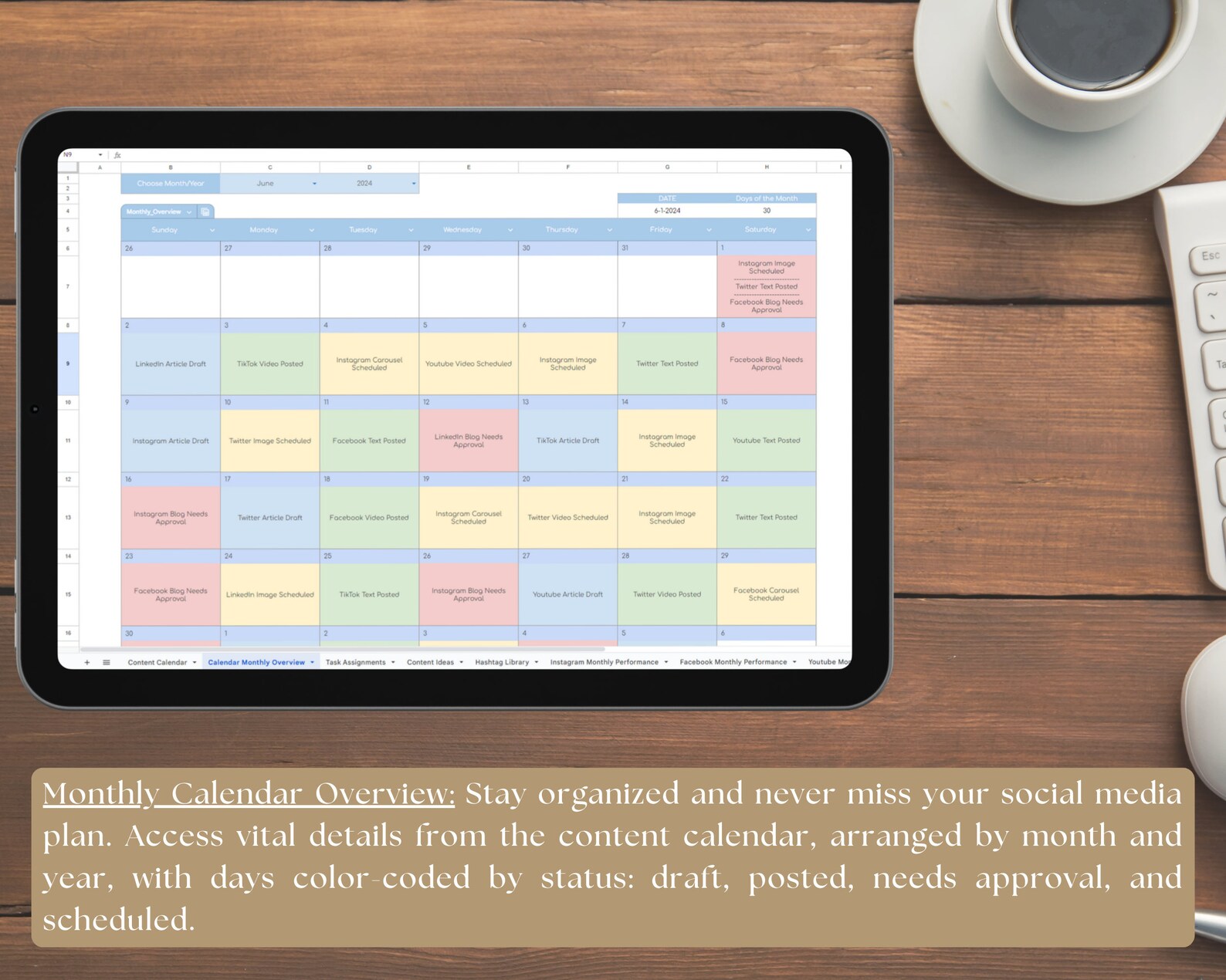Picture of Social Media Planner Template Content Calendar Google Sheets Content ...