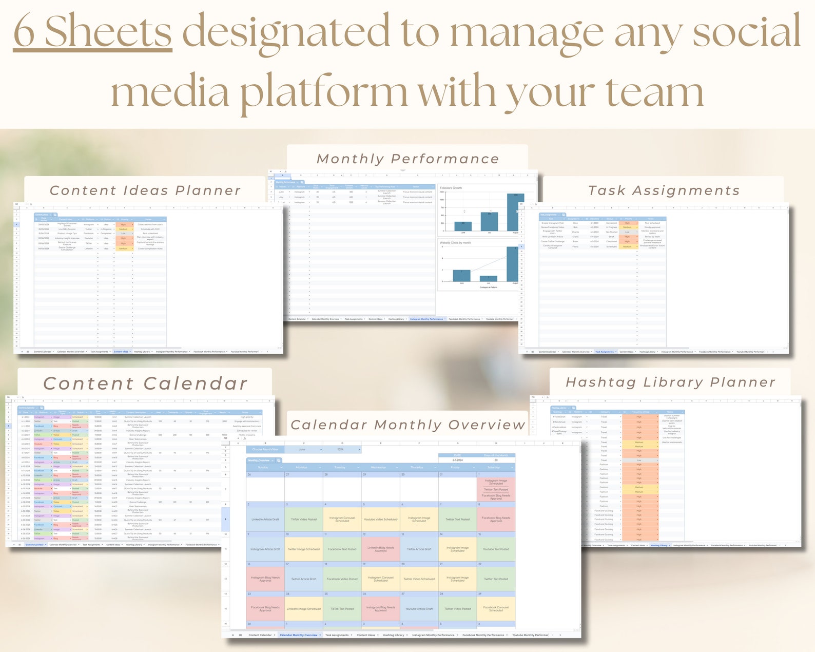 View of Social Media Planner Template Content Calendar Google Sheets Content ...