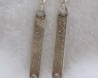 Vintage silver Celtic drop earrings for pierced ears