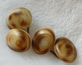 Unusual vintage 1940s oval shell cufflinks gold tone bar link