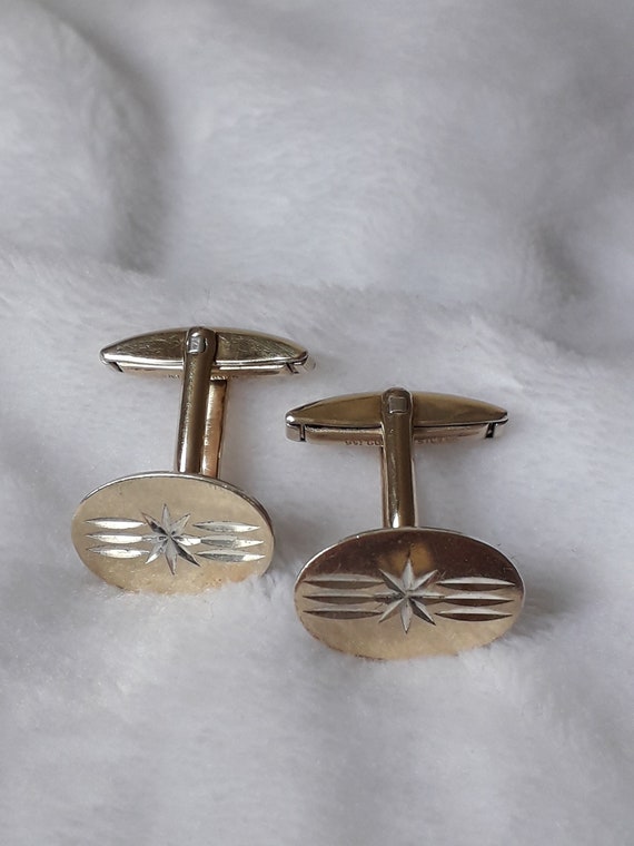 Vintage 9ct gold on silver oval cufflinks 7.60g - image 1
