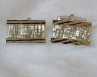 Vintage silver tone rectangular cufflinks