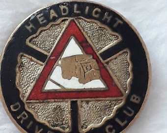Vintage 1960s headlight drivers club truck enamel badge