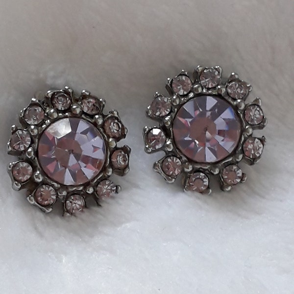 Lovely lilac diamante cluster clip on earrings