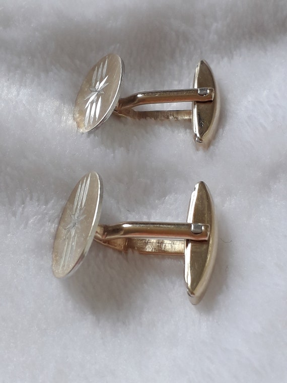 Vintage 9ct gold on silver oval cufflinks 7.60g - image 8