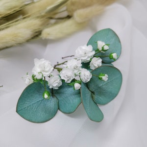 Bridal eucalyptus hair pins, Gypsophila hair pins, Greenery wedding headpiece for bride