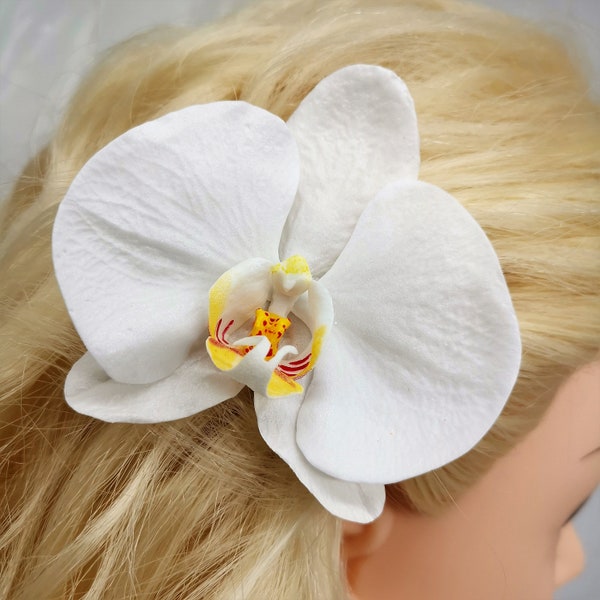 2 Braut Orchidee Haarklammern, Hochzeits Orchidee Kopfschmuck, Blume Haarklammer