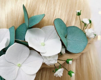 Eucalyptus Wedding Hair Pin Set - Gypsophila, Hydrangea, Bridal Headpiece
