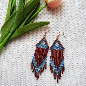 Beaded Bohemian Long Earring Handmade Drop