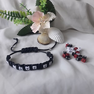Pulsera con nombre personalizado con cuentas de letras, cordón de algodón, 4 colores, hecho a medida, regalo