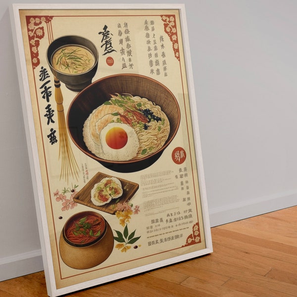 Ramen Wand Deko, Ukiyo-e, Gerahmtes Poster, Japanische Wandkunst, Geschenk Japan-Fan, Deko für Küche, Poster, vegan art, food illustration