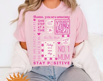 Positive Motherhood Affirmation Club T-Shirt for Mother's Day New Mum Encouragement Gift For Postpartum Mama Oversized Trendy Shirt For Mom