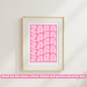 Arte de parede personalizada para berçário de bebê, decoração de quarto de criança, decalque de arte de parede para impressão, decoração de parede de sala de jogos rosa retrô personalizada, quarto de menina adolescente