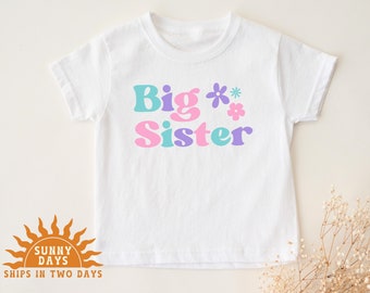 Big Sister Baby Announcement T-Shirt Pregnancy Reveal Gift For New Sibling Promoted To Big Sister 2024 Shirt for Big Sister Gender Reveal