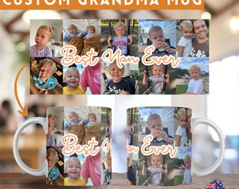 Custom Photo Mug For Grandma Birthday Gift For Nana Mother's Day Coffee Cup Personalised With Grandchildren Photos Best Nan Ever Keepsake