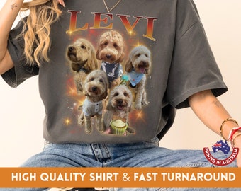Vintage Custom Dog Shirt, Custom Pet T-Shirt, Dog Bootleg Retro 90's Tee Gift, Dog Lover Gift, Dog Mum Shirt, Golden Retriever Shirt