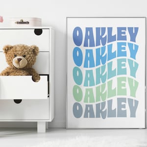 Custom Wall Art For Teen Room Decor Printable Wall Art Decal Personalised Retro Blue Boys Room Wall Decor Boho Teen Boy Bedroom Gift Idea