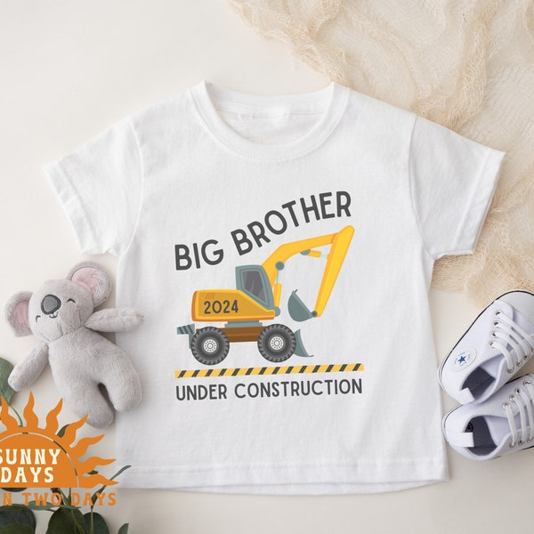Big Brother Under Construction T-Shirt Pregnancy Reveal Gift For New Sibling Promoted To Big Brother 2024 Shirt for Big Bro Gender Reveal