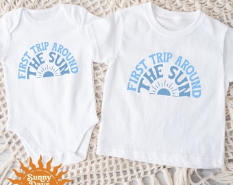 T-Shirt for First Birthday One Onesie for First Birthday Cake Smash Onesie for First Trip Around The Sun Party Theme Outfit for 1st Birthday