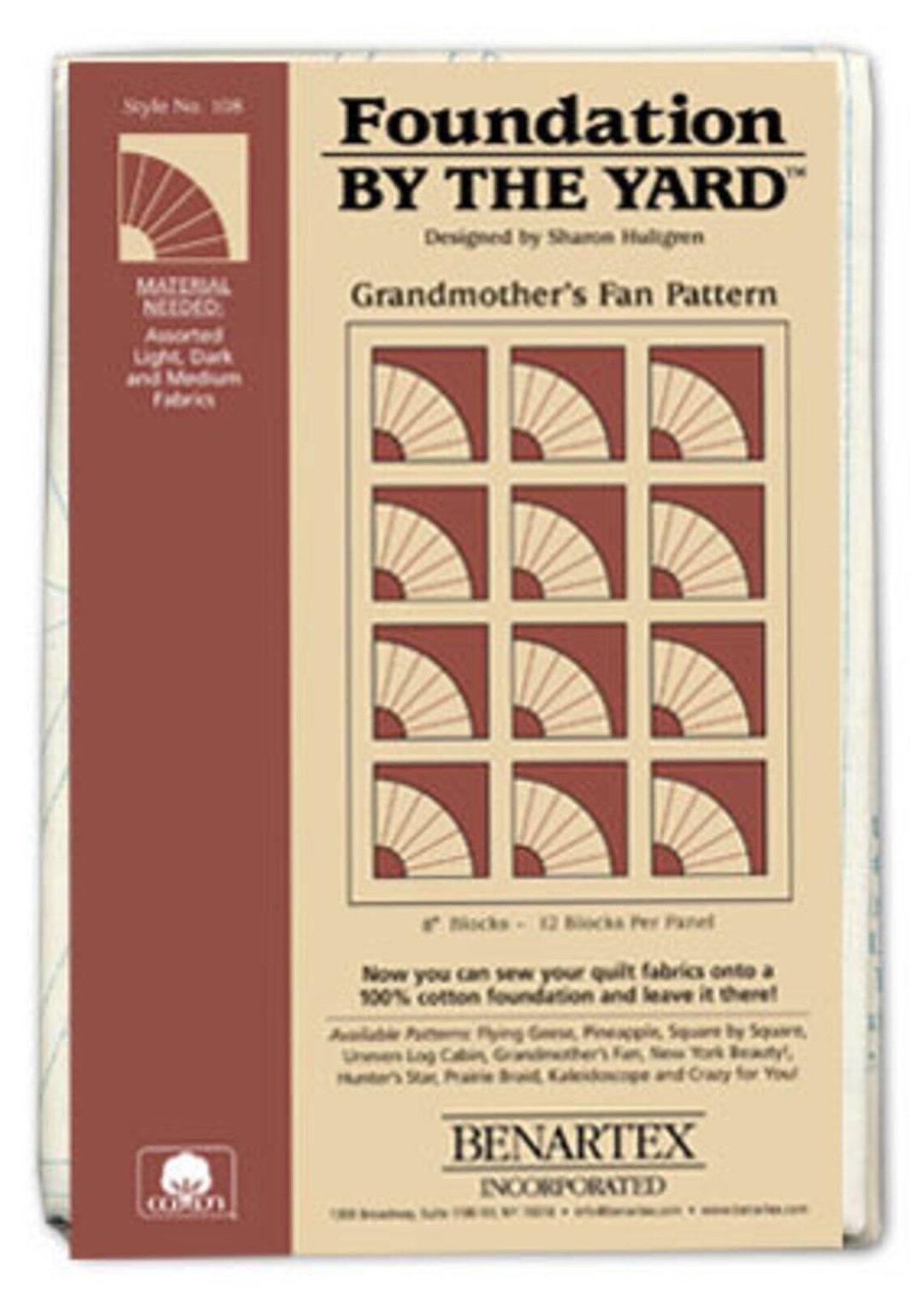 Benartex FBY Foundation by the Yard Grandmother's Fan Pattern - Etsy