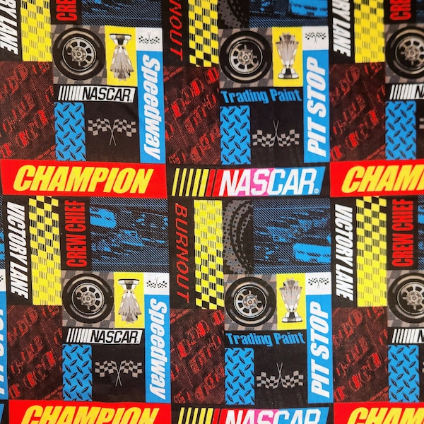 NASCAR Cotton Fabric - Champion Patch - Officially Liscenced - By the Half Yard - Retired