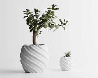 Gerippter Fließender Blumentopf – Moderner Pflanztopf | 3D-gedruckt | Umweltfreundlich | Individuelle Größen verfügbar