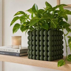 Beaded Cube Planter: 3D Printed Bubble Plant Pot Cover, Modern Indoor Planter