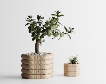 Hexagon Stacked Roll Planter: 3D Printed Padded Pot for Houseplants and Herbs