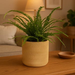 Wavy Self-Watering Planter: 3D Printed Pot for indoor plants, palms, ferns