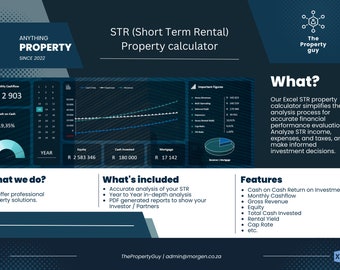 Short Term Rental Property Calculator for ROI, Cash Flow, and Unforeseen Expenses.