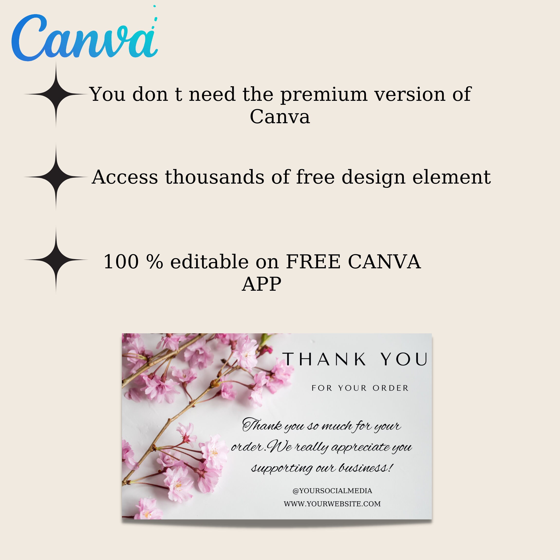 Cards Digital Thank You Cards Template Bundle Business Etsy