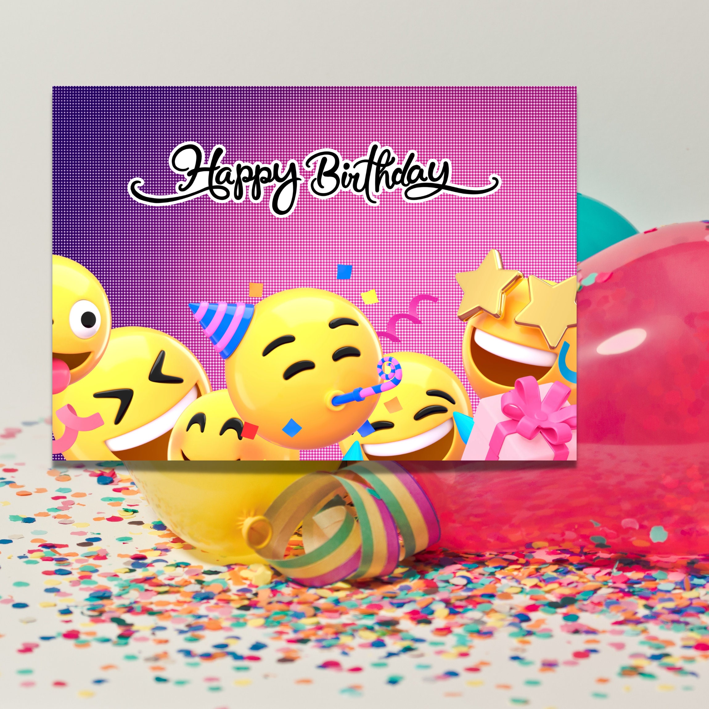 PRINTABLE Happy Birthday Card I Happy Birthday Emoji Card I - Etsy