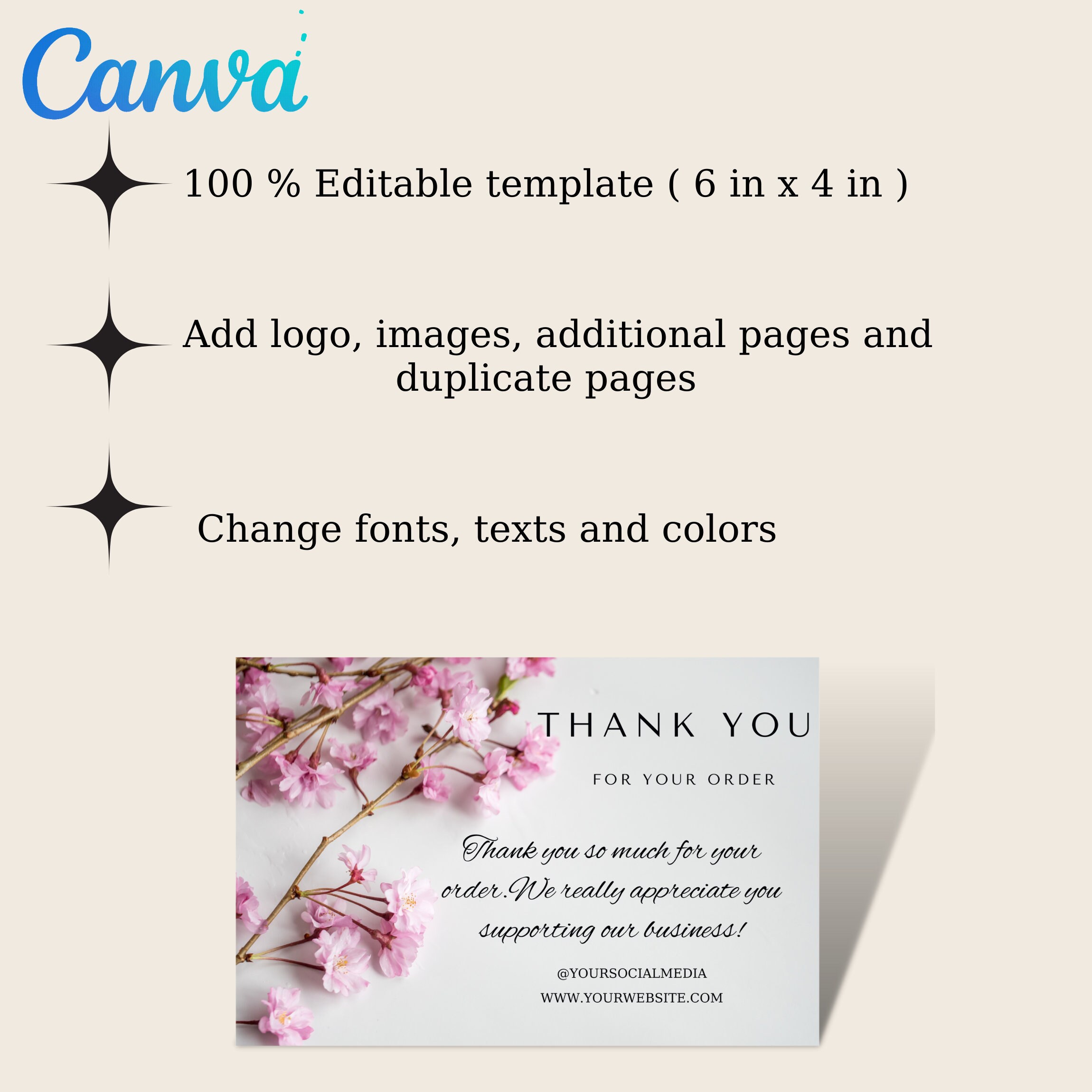 Cards Digital Thank You Cards Template Bundle Business Etsy