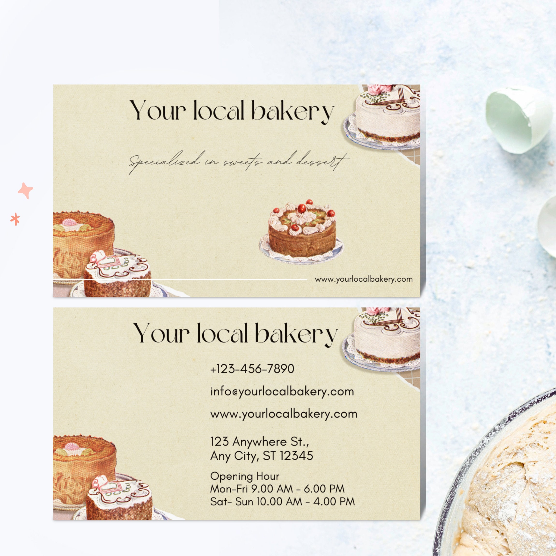 Minimalist Cake Printable Card Bakery Business Card Template DIY Baking