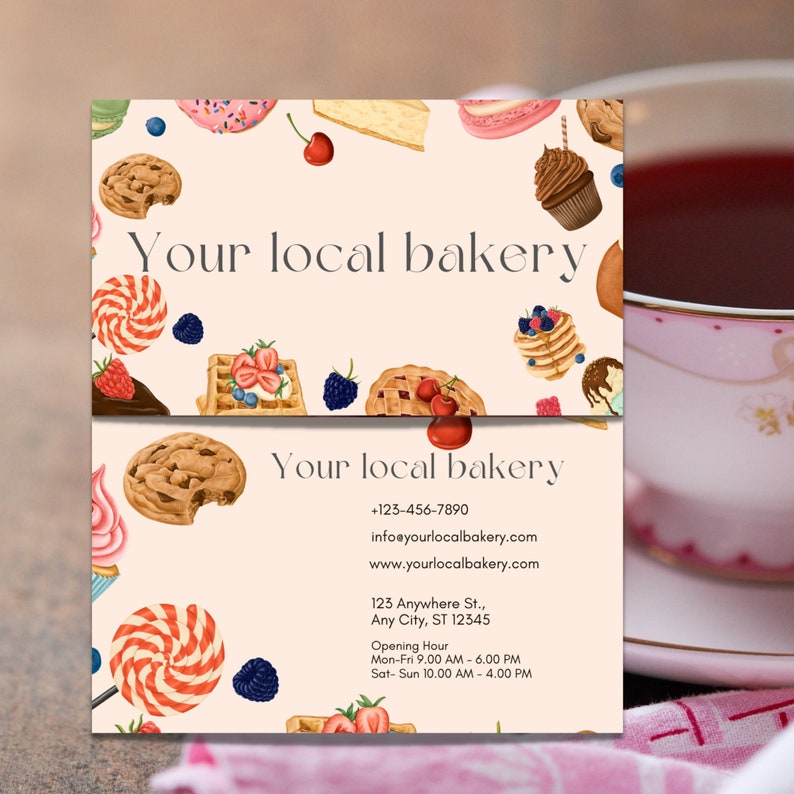Bakery Business Card Template Minimalist Cake Printable Card DIY Baking ...