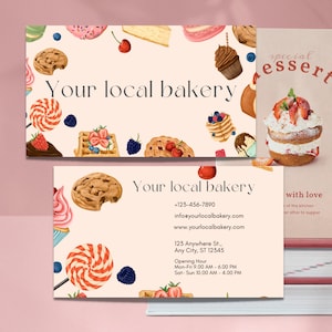Bakery Business Card Template Minimalist Cake Printable Card DIY Baking ...