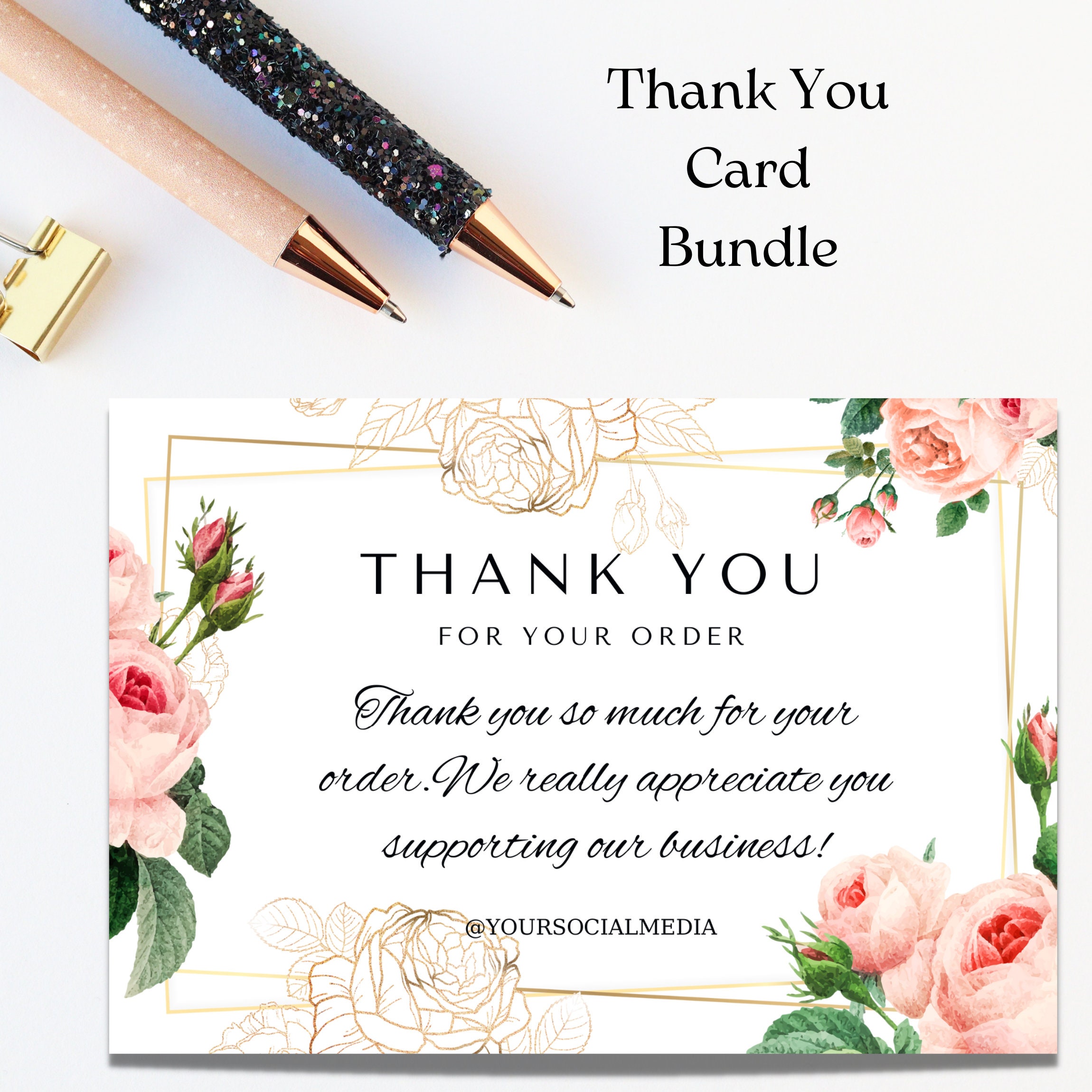 Cards Digital Thank You Cards Template Bundle Business Etsy