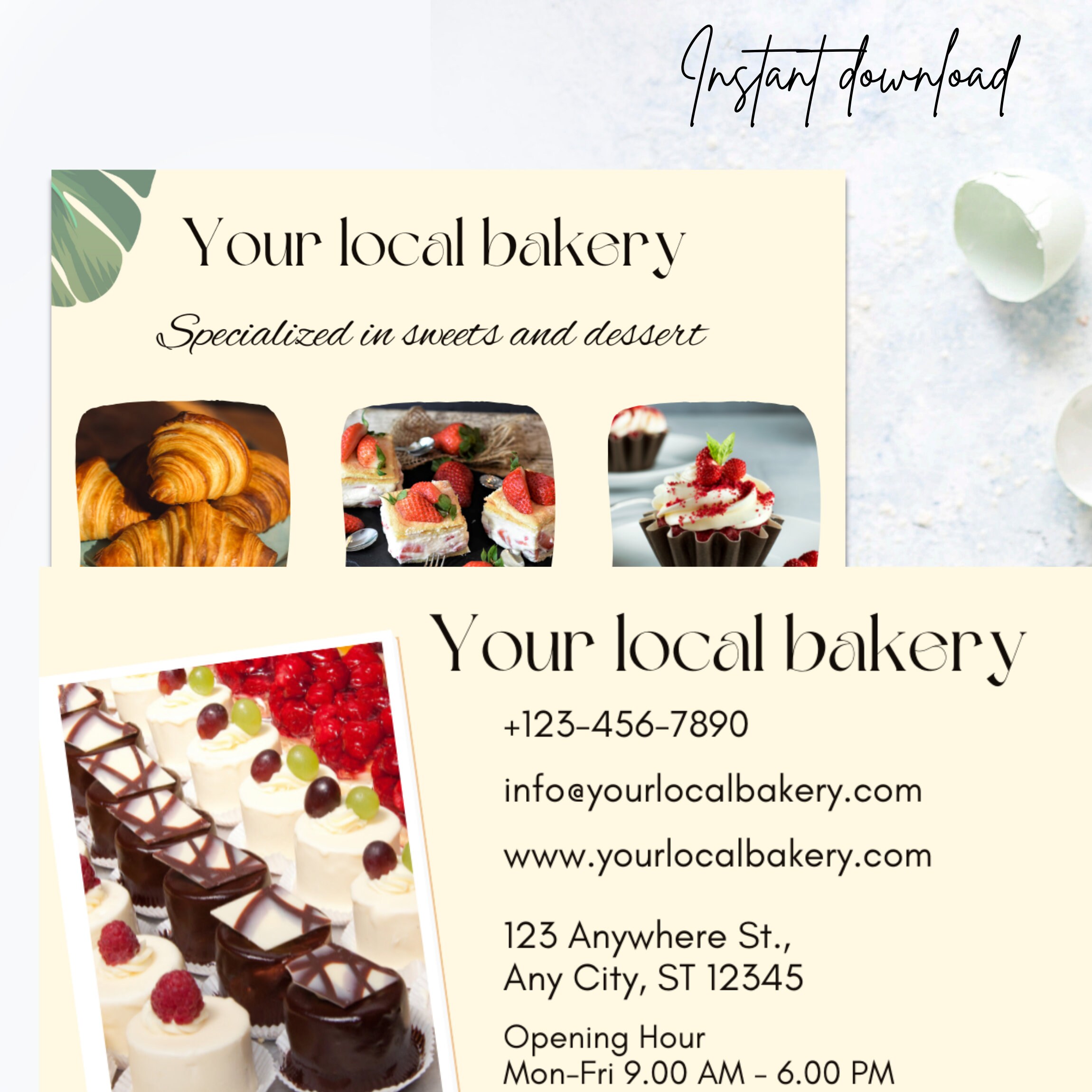 Bakery Business Card Template Minimalist Cake Printable Card Etsy