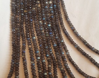 USA Stock ~~ Genuine Natural ~~   Labradorite ~~ Faceted round ~~ Flashy Blue grey ~~ 6-7 MM ~~ 8 inches ~~1 strand~~