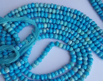 USA Stock ~~ 2 Strands of Turquoise Howlite 4.5-5 MM Faceted round Beads 13 Inches Long semi Precious  Genuine Natural Gemstones